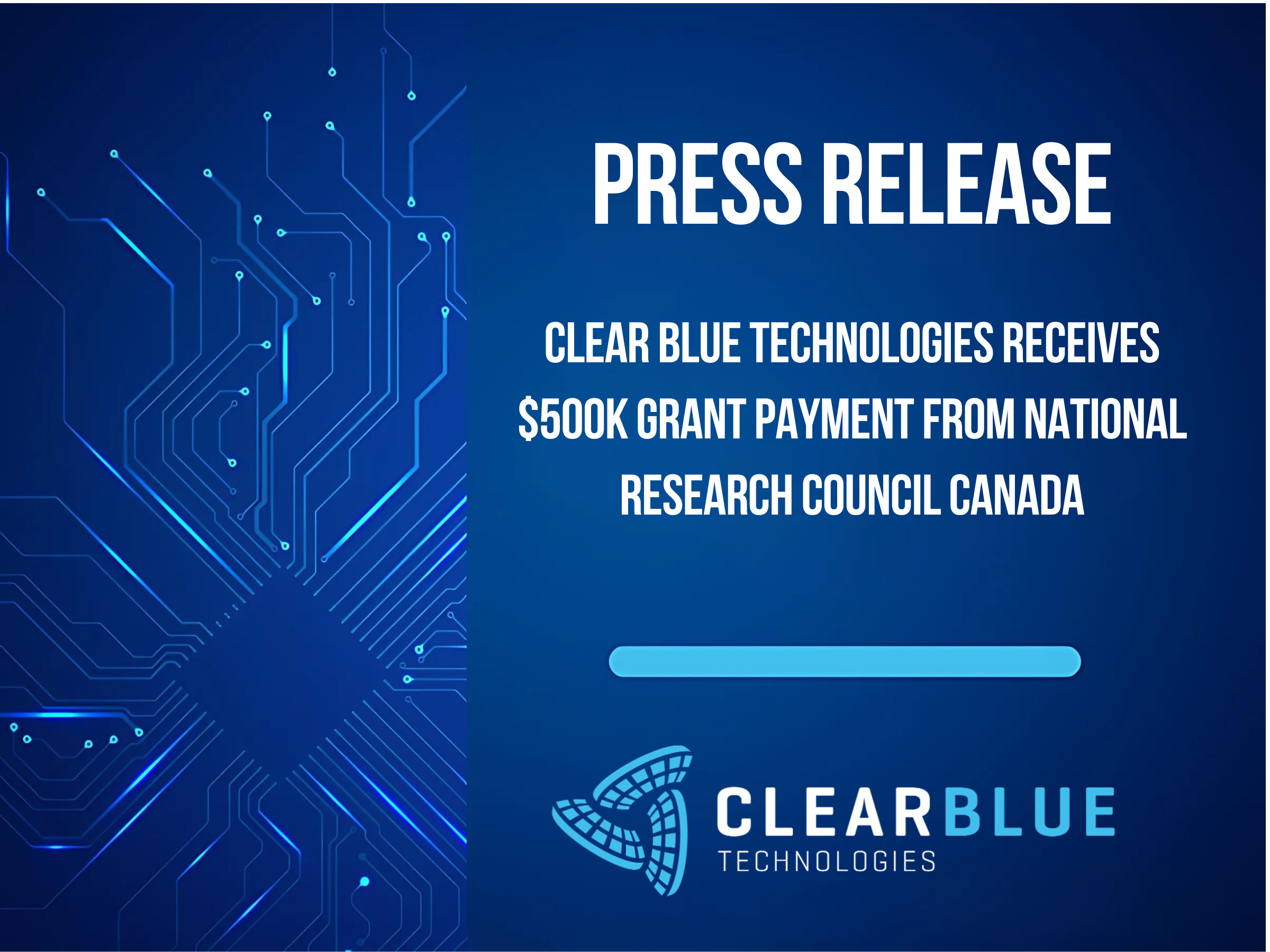 Clear Blue Technologies Receives $500K Grant Payment from National ...
